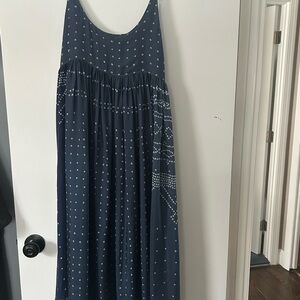 Navy Blue Polka Dot Maxi Dress
